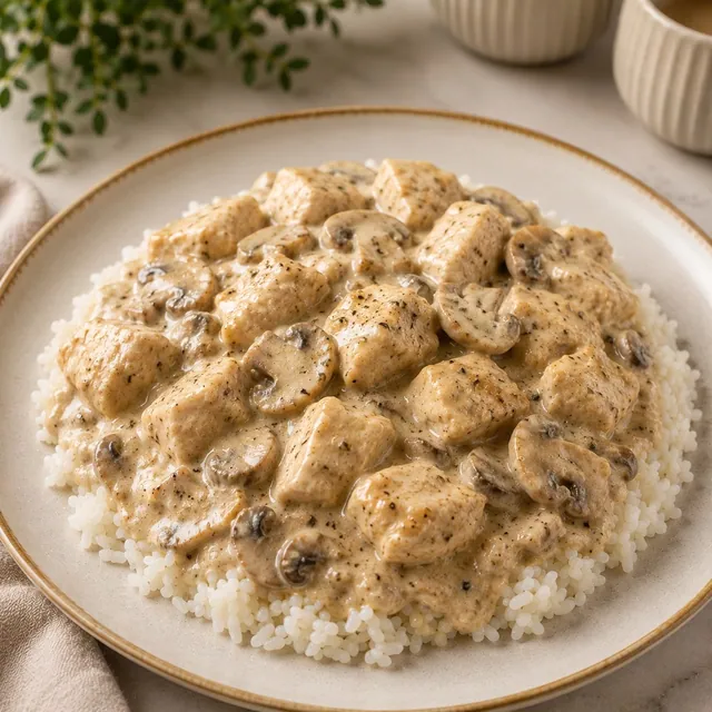 Kremalı Mantar Soslu Tavuklu Pilav